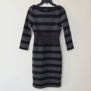 BCBGMaxazria Black & Grey Striped Pencil Dress